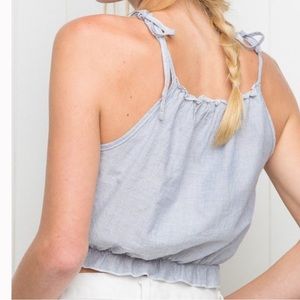 Blue and white striped / pinstripe crop top - John Galt by Brandy Melville